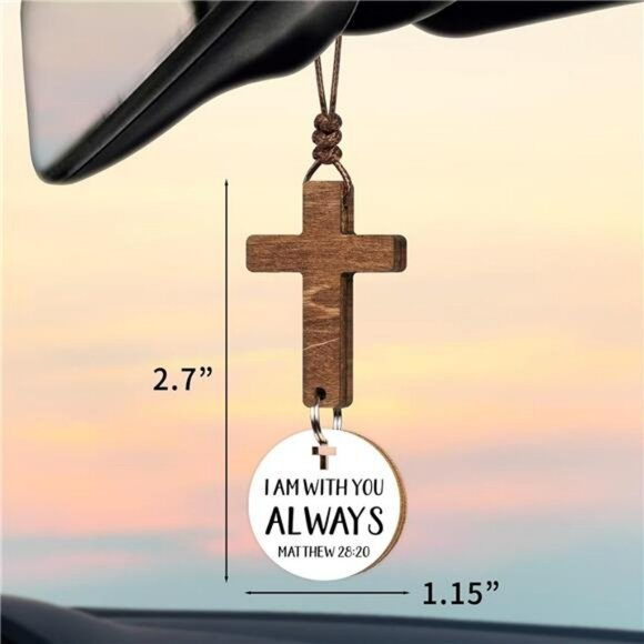 Christian cross car mirror hanging ornament rearview bible verse car accessory - Picture 2 of 7